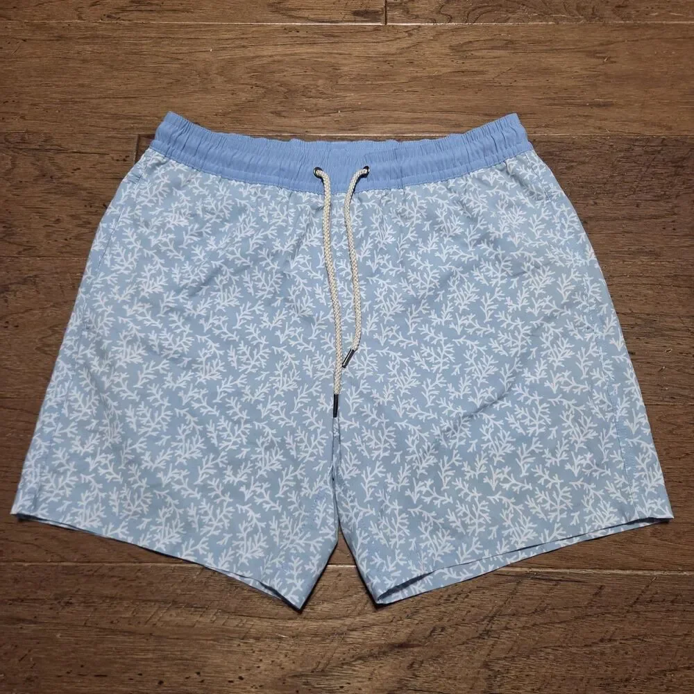Fair Harbor Shorts Mens M 8” Lined Geometric Board Swim Trunks Surf Coolmax